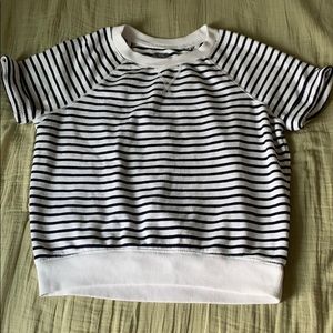 Aerie Short-Sleeved Striped Sweatshirt EUC